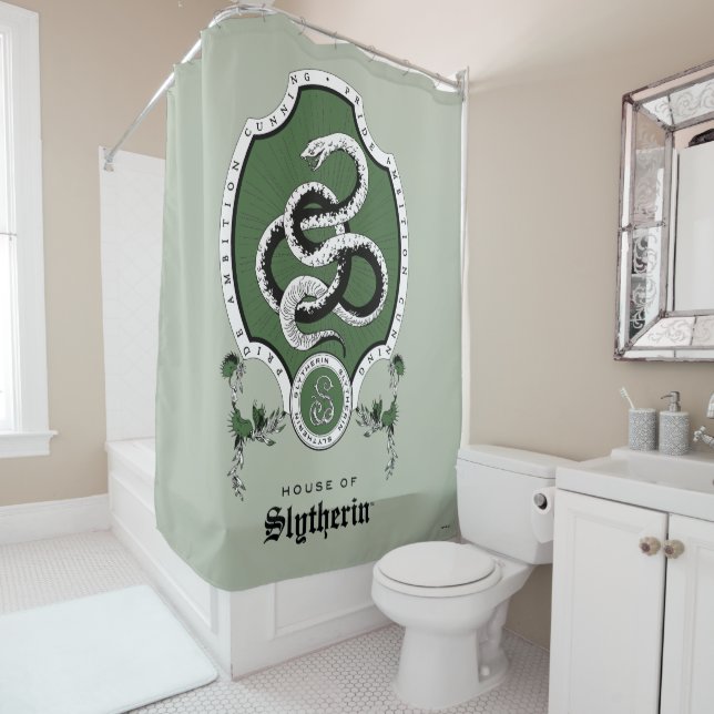 Rideaux De Douche HARRY POTTER™ | Délicat croquis SLYTHERIN™ Crest (En situation)