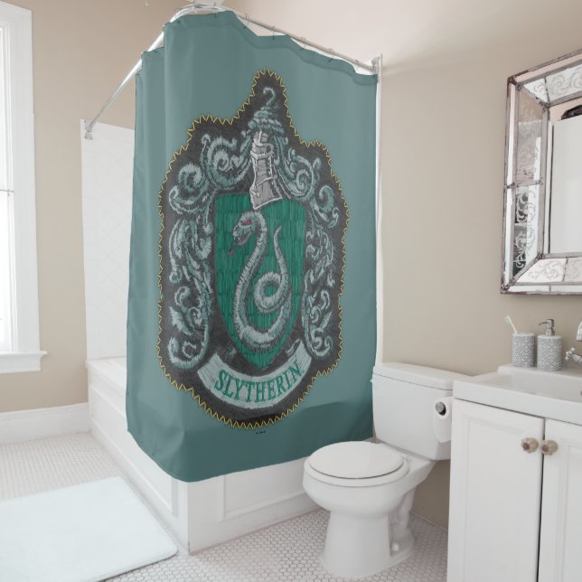 Rideaux De Douche Harry Potter | Retro Mighty Slytherin Crest (En situation)