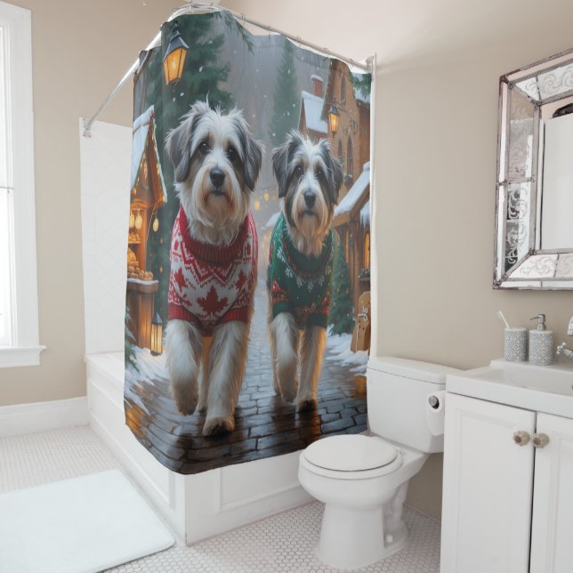 Rideaux De Douche Havanese Dogs Christmas Snow Holiday  (En situation)