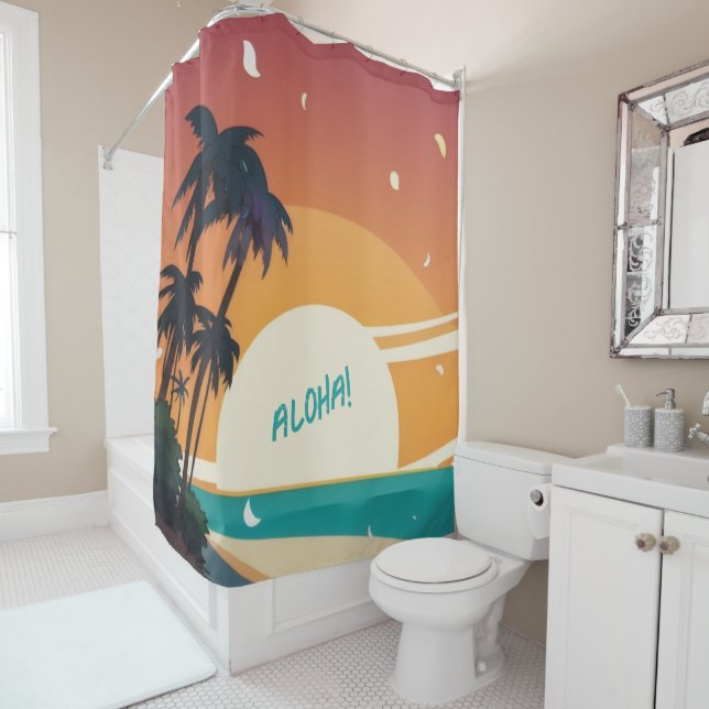 Rideaux De Douche Hawaiian/Aloha/Tropical/plage (En situation)