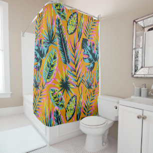 Rideaux De Douche Hawaiian Tropical Feuilles Et Plante Imprimer Moti