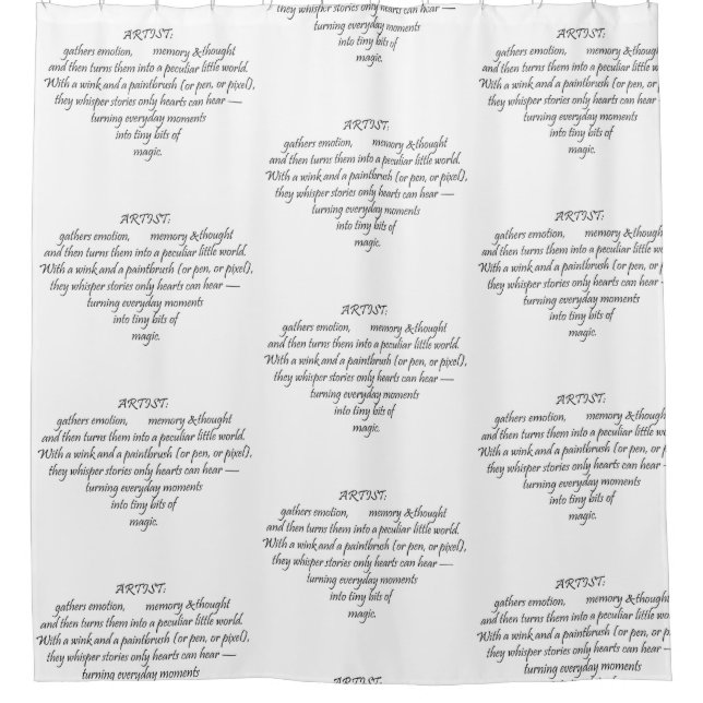 Rideaux De Douche Heart Words Explaining and Artist Whimsical Art  (Devant)