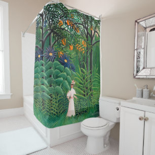 Rideaux De Douche Henri Rousseau - Une femme marche dans une forêt e