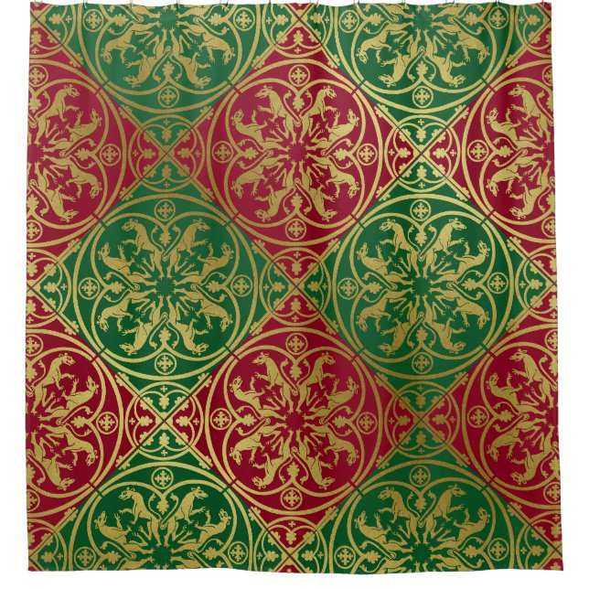 Rideaux De Douche Herald de la Renaissance médiévale Lion Leopard Me (Devant)