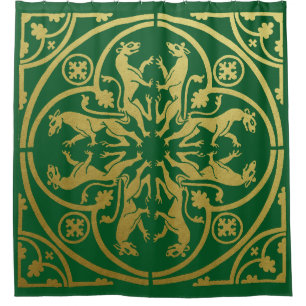 Rideaux De Douche Herald de la Renaissance médiévale Lion Leopard Me