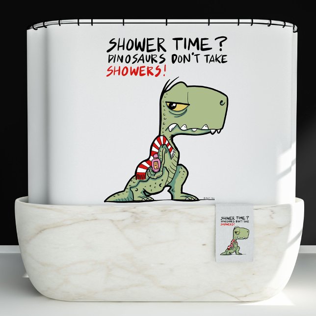 Rideaux De Douche Heure de la douche ? Drôle serviette T-Rex Dinosau (Shower Time? Funny Towel T-Rex Dinosaur Cartoon Shower Curtain)