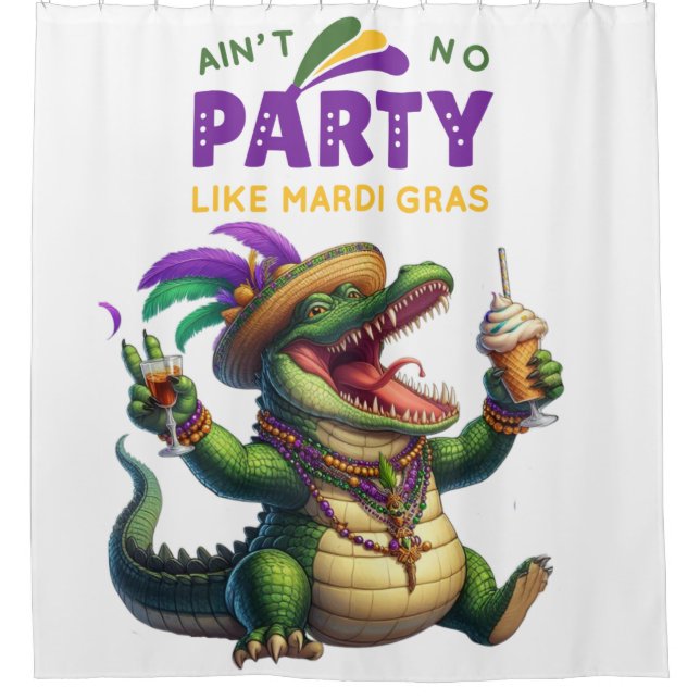 Rideaux De Douche Heureux Mardi Gras Alligator (Devant)