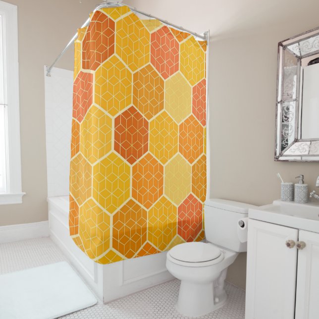 Rideaux De Douche Hexagonal Honeycomb (En situation)