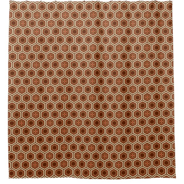 Rideaux De Douche Hexagonal Kimono Imprimer, Brown et beige (Devant)