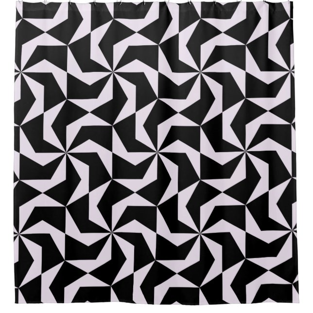 Rideaux De Douche Hexagone géométrique Abstrait noir et rose transpa (Devant)