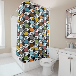 Rideaux De Douche Hexagons et Starburst