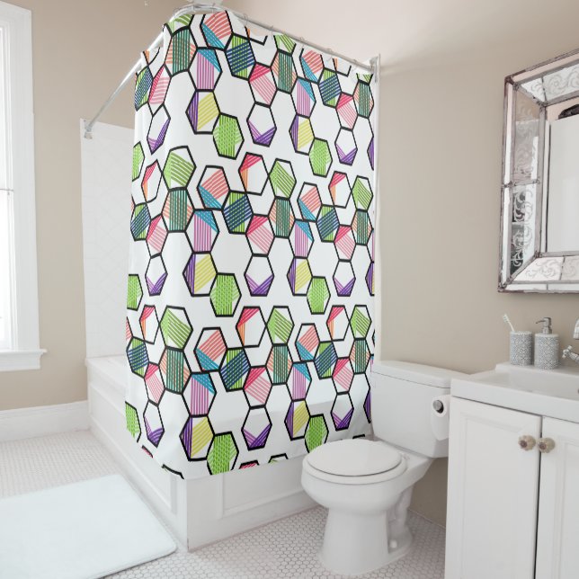 Rideaux De Douche Hexagons filetés (En situation)