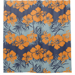 Rideaux De Douche Hibiscus fleurs sans couture motif, Vintage fleuri