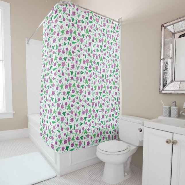 Rideaux De Douche Hibiscus pourpre (En situation)