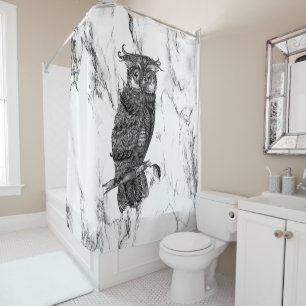 Rideaux De Douche Hibou camouflé sur marbre