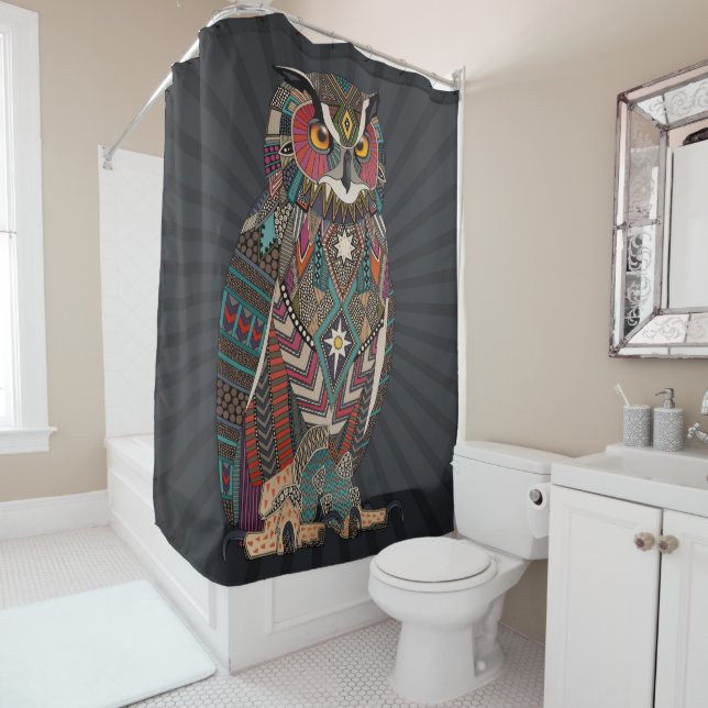Rideaux De Douche hibou grand-duc sombre (En situation)