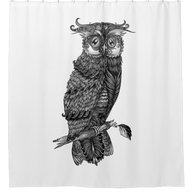 Rideaux De Douche Hibou gris  (Devant)