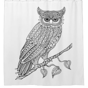 Rideaux De Douche Hibou magique inspiré se reposant sur la branche