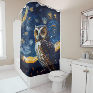 Rideaux De Douche Hibou Nuit Étoilée