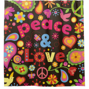 Rideaux De Douche Hippie années 1960 Hippy 60 Peace Sign Bain