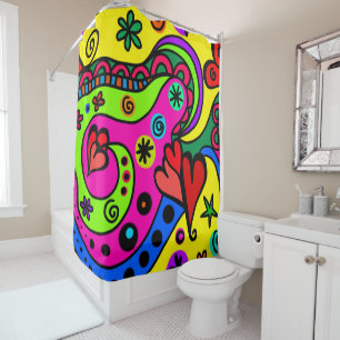 Rideaux De Douche Hippie bohémienne psychédélique Douche colorée Cur