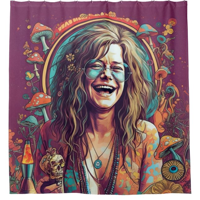 Rideaux De Douche Hippie Boho Vibes Super Retro Psychedelic Trippy (Devant)