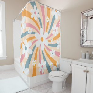 Rideaux De Douche Hippie florale Super rétro couleur soleil margueri