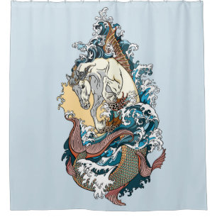Rideaux De Douche hippocampe mythologique