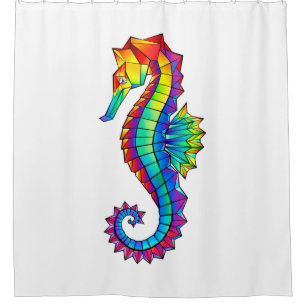 Rideaux De Douche Hippocampe polygonal arc-en-ciel