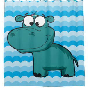 Rideaux De Douche Hippopotame bleu Hippo Animaux Zoo Safari