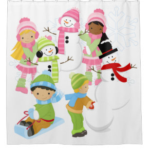 Rideaux De Douche Hiver Amusants Snowmen Dormir les enfants