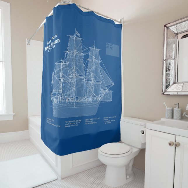 Rideaux De Douche HMS Bounty - Plan directeur des navires ABD (En situation)