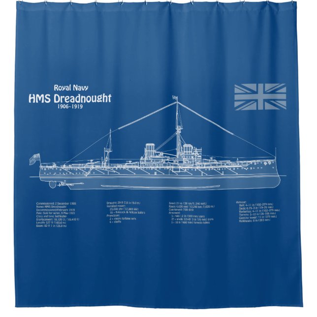 Rideaux De Douche HMS Dreadnoud - Plan d'expédition ABD (Devant)