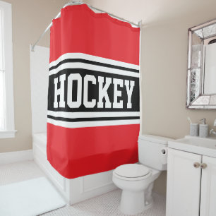 Rideaux De Douche HOCKEY Athlétique Rouge Noir Rayures de Course