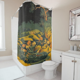 Rideaux De Douche Hokusai Pêche par Torchlight