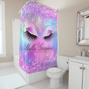 Rideaux De Douche Holographe de maquillage rose Eyelashes