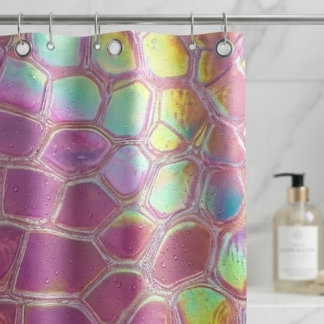 Rideaux De Douche Holographic pink y2k aesthetic metallic cyber chic