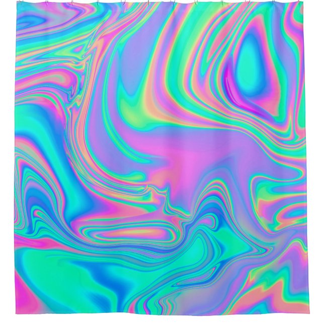 Rideaux De Douche Holographie Iridescente : Neon Marbled Texture (Devant)
