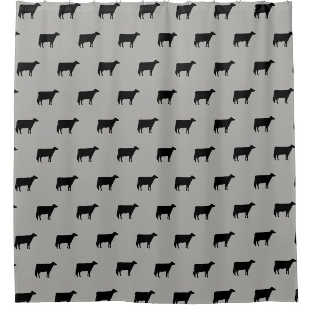 Rideaux De Douche Holstein Cow Silhouettes Motif Gris et Noir (Devant)
