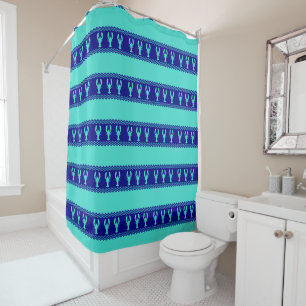 Rideaux De Douche Homard Motif bleu turquoise et marine