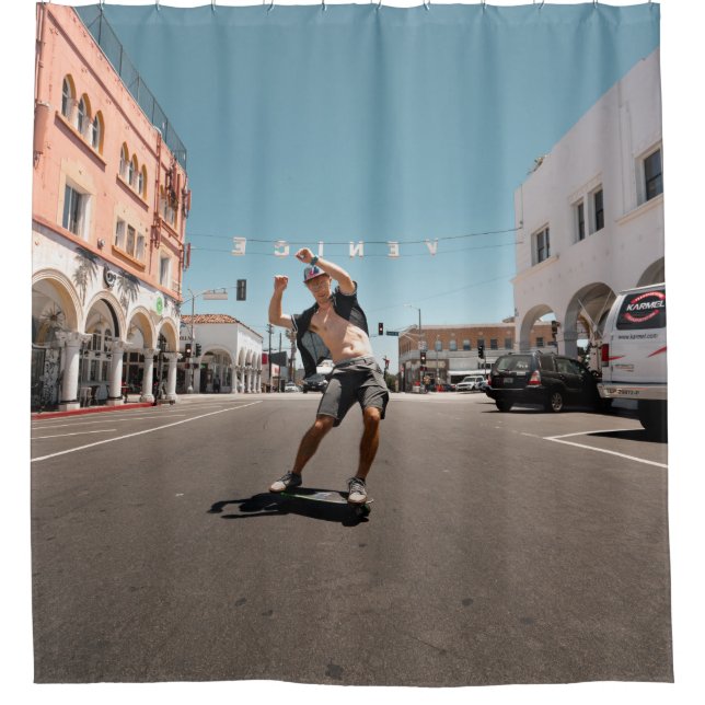 Rideaux De Douche Homme jouant au skateboard (Devant)