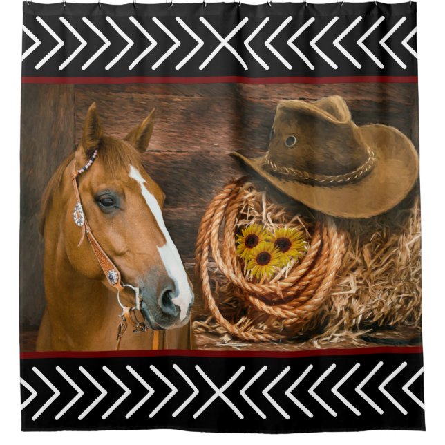 Rideaux De Douche Horse cowboy Hat Lasso Western (Devant)