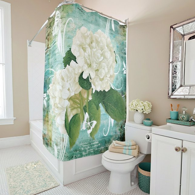 Rideaux De Douche hortensia blanc (Créateur téléchargé)