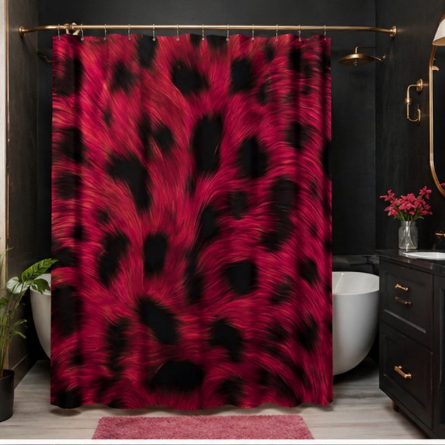 Rideaux De Douche Hot Pink Leopard Print Faux  (Créateur téléchargé)