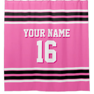 Rideaux De Douche Hot rose noir rayures blanches Sports Jersey