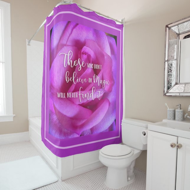 Rideaux De Douche Hot rose violet photo Rose croire en citation magi (En situation)