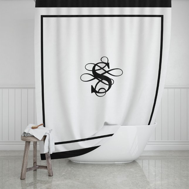 Rideaux De Douche Hôtel Élégant Chic Monogramme Esperluette (Créateur téléchargé)