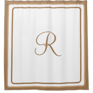 Rideaux De Douche Hôtel Initial Chic Monogrammed Or Simple Brown S