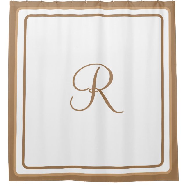 Rideaux De Douche Hôtel Initial Chic Monogrammed Or Simple Brown S (Devant)
