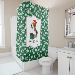 Rideaux De Douche Hound de Noël Père Noël Basset (trois couleurs 1)